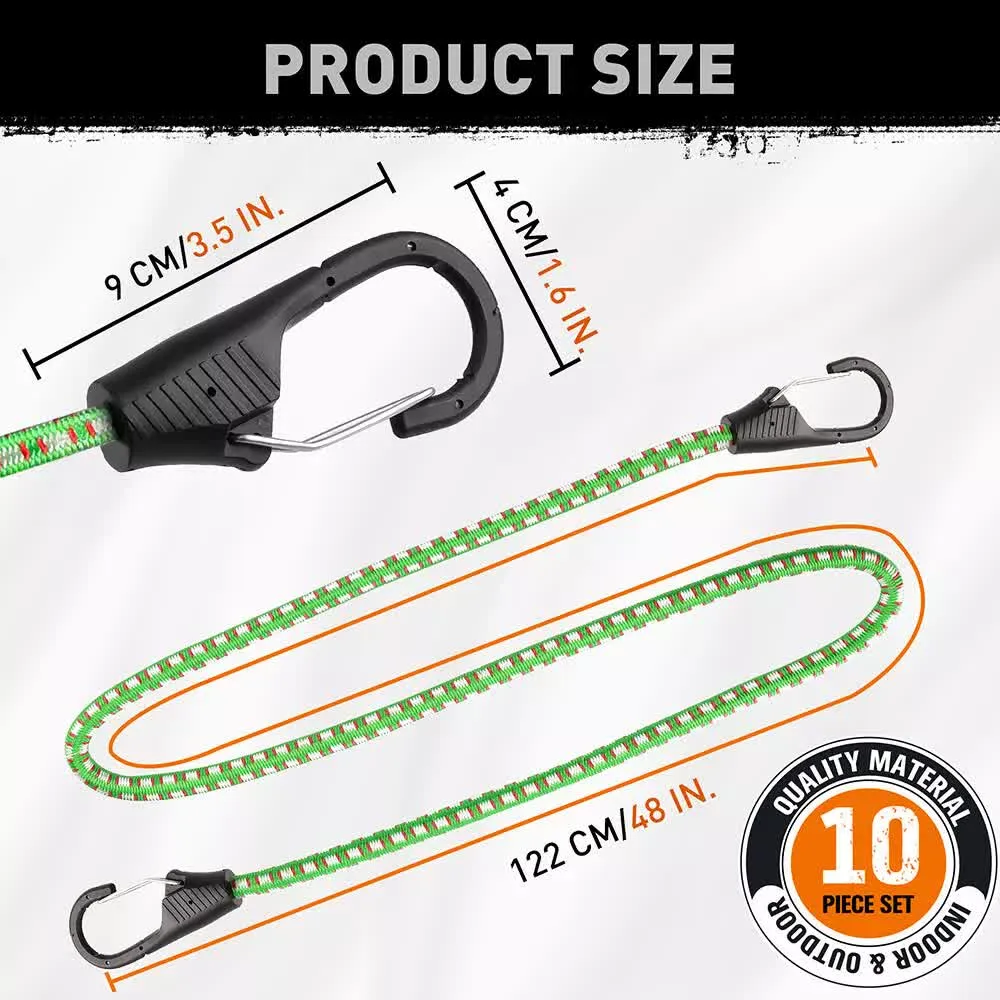 10-Piece Bungee Cords with Hook | 40inch | Outdoor Elastic Bungee Straps Luggage