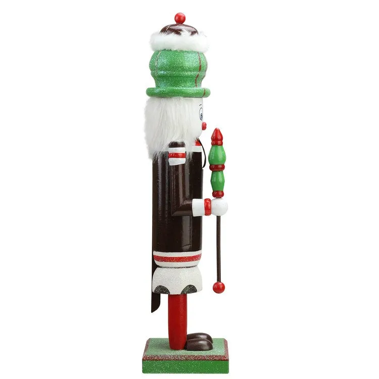 14" Brown and White Tootsie Roll Christmas Nutcracker Figurine