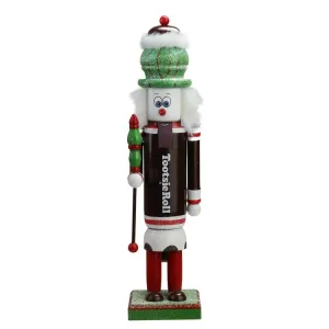 14" Brown and White Tootsie Roll Christmas Nutcracker Figurine