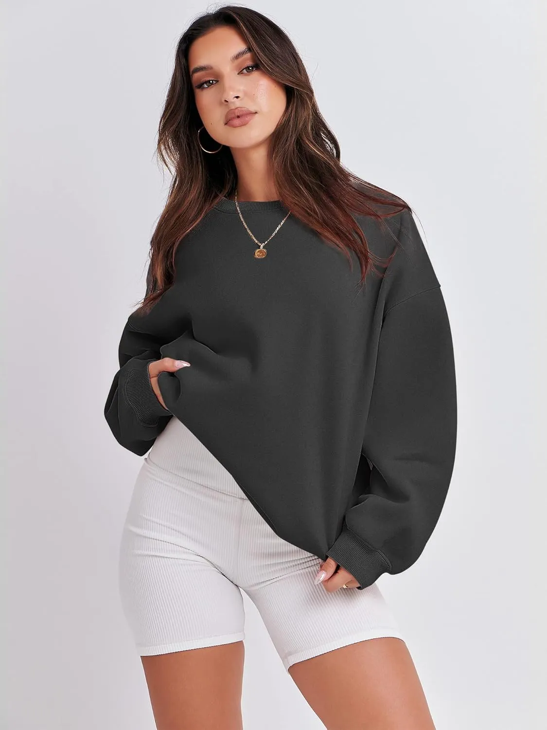 ANRABESS Women's Sweatshirts Crewneck Fleece Oversized Pullover Hoodies Cute Shirts Tops Teen Girls Preppy Clothes 2025
