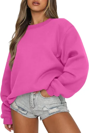 ANRABESS Women's Sweatshirts Crewneck Fleece Oversized Pullover Hoodies Cute Shirts Tops Teen Girls Preppy Clothes 2025