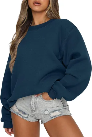 ANRABESS Women's Sweatshirts Crewneck Fleece Oversized Pullover Hoodies Cute Shirts Tops Teen Girls Preppy Clothes 2025