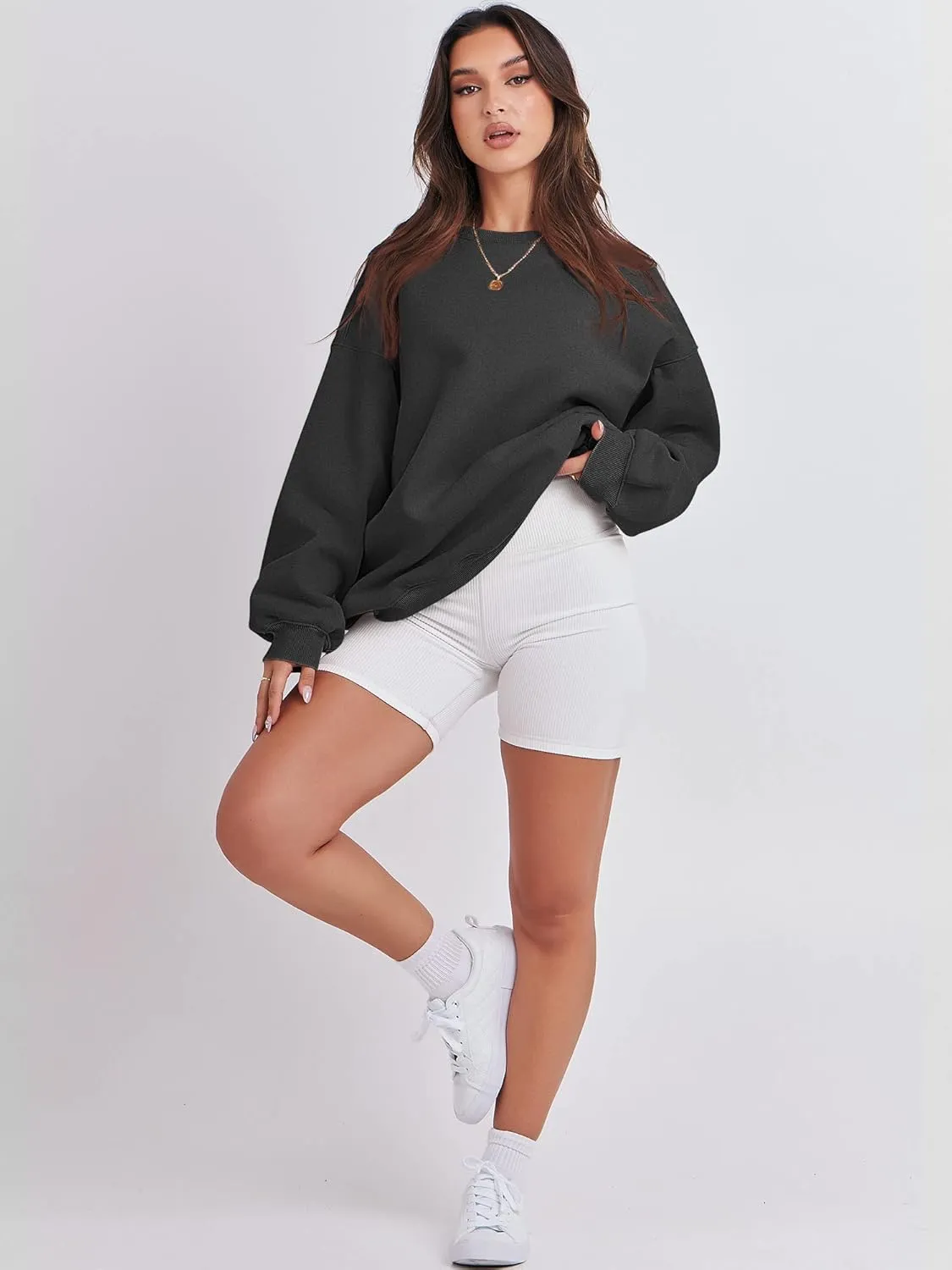ANRABESS Women's Sweatshirts Crewneck Fleece Oversized Pullover Hoodies Cute Shirts Tops Teen Girls Preppy Clothes 2025