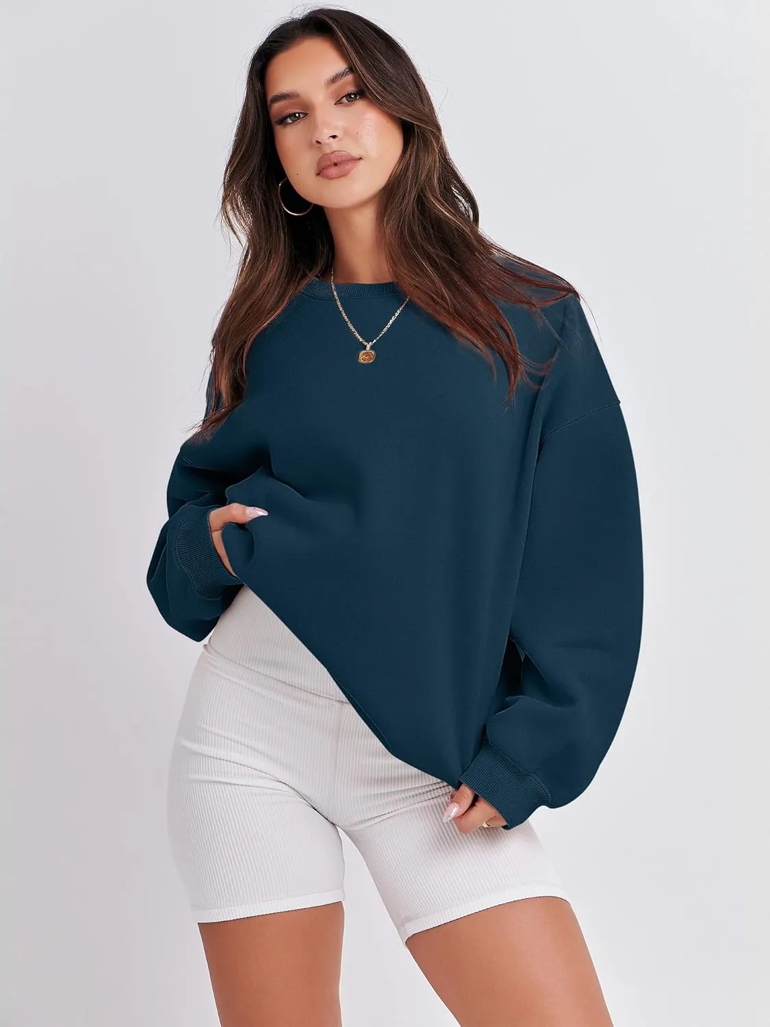 ANRABESS Women's Sweatshirts Crewneck Fleece Oversized Pullover Hoodies Cute Shirts Tops Teen Girls Preppy Clothes 2025
