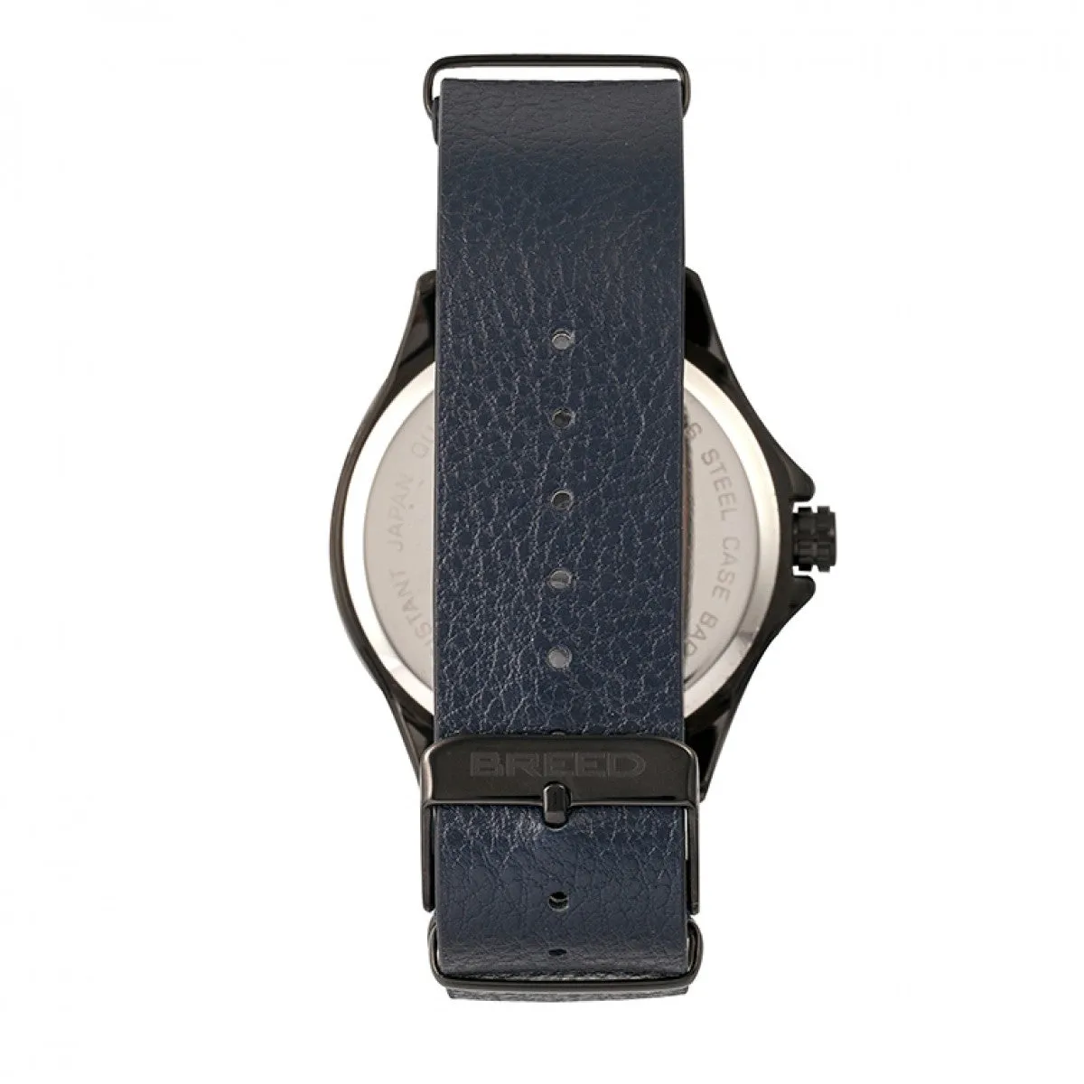 Breed Dixon Leather-Band Watch w/Day/Date - Blue