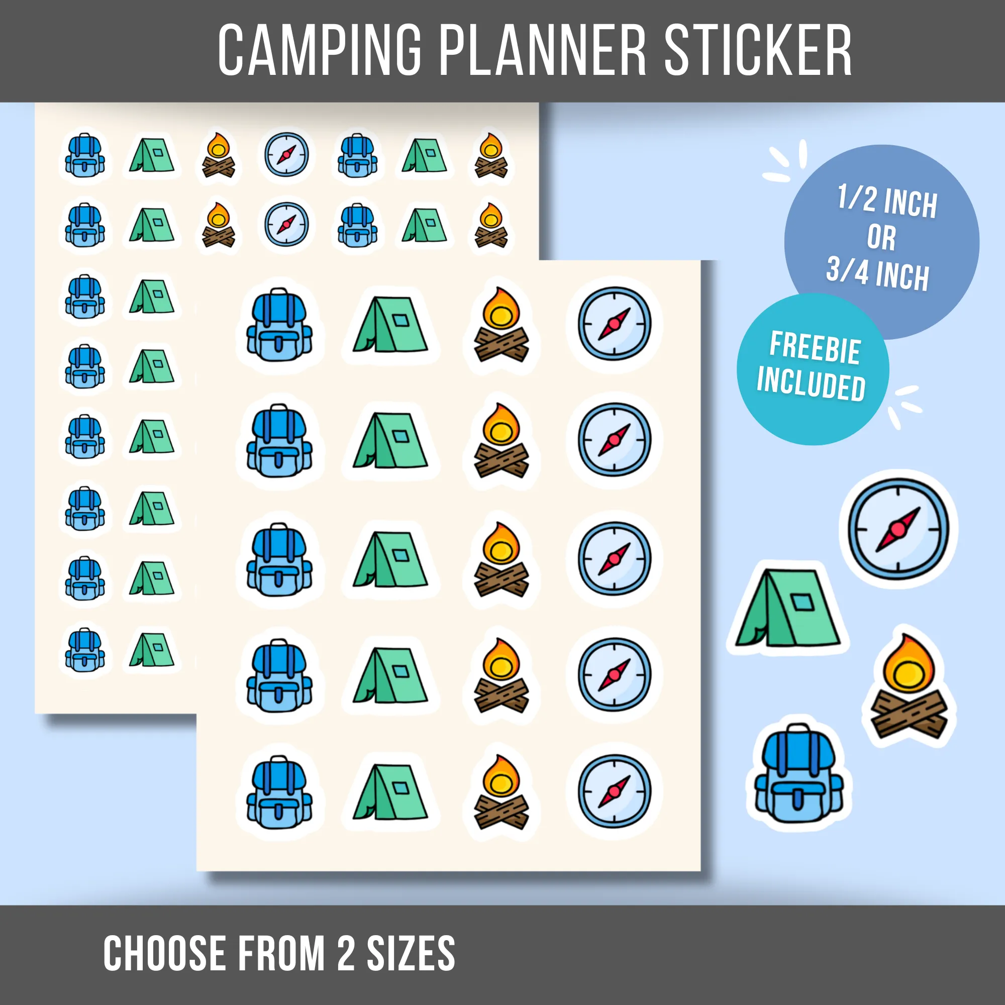 Camping Planner Stickers Hiking Sticker Outdoor Activity for Campers or Hikers RV Life Mini Sticker for Journal or Calendar