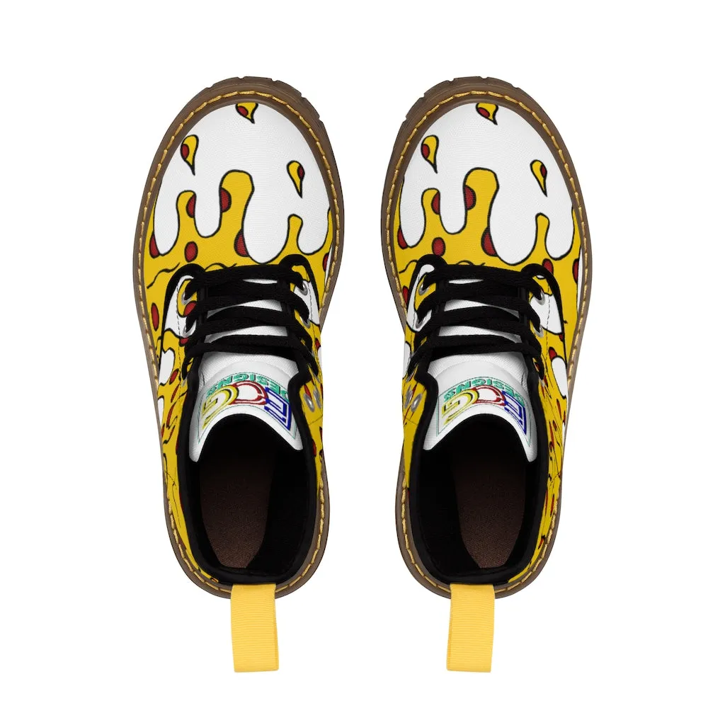 Cheesy Pizza Men's Canvas Boots
