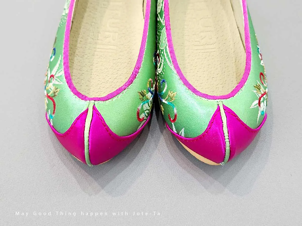 Colorful Flower Baby Girl Hanbok Shoes in Jade