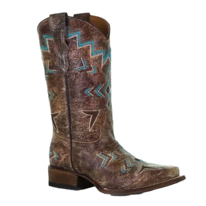 Corral Boots¬Æ Girl's Vintage Aztec Bronze & Turquoise Western Boots E1052