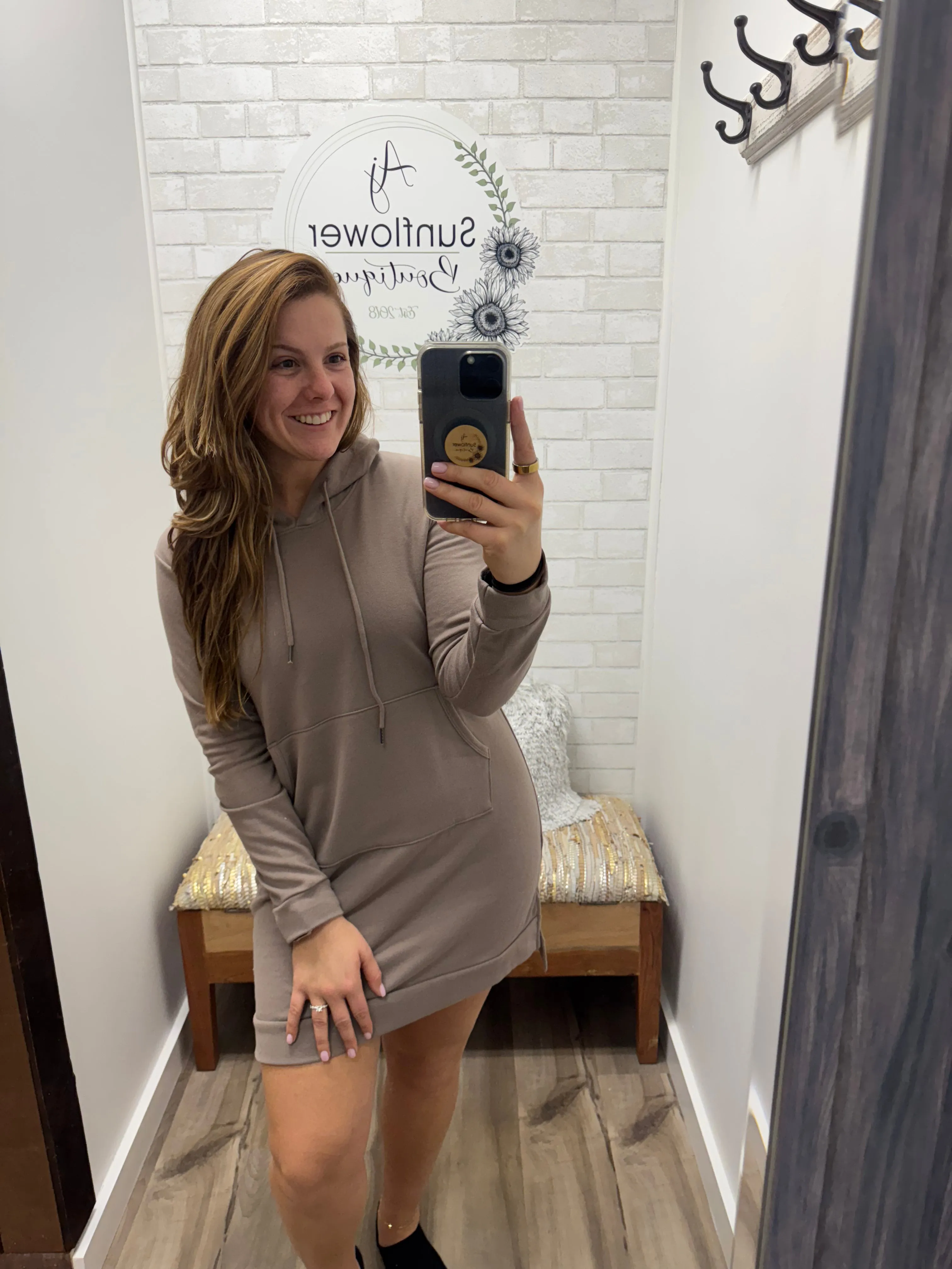 Cozy Cabin Hoodie Dress-Mocha