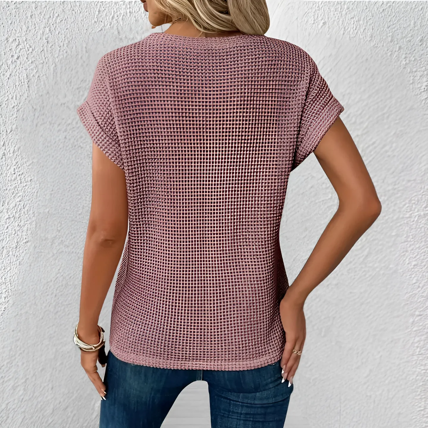 Elara  Sculpted Waffle-Knit Top