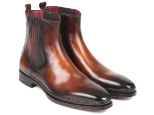 Handcrafted Men's Brown Burnished Leather Chelsea Boots