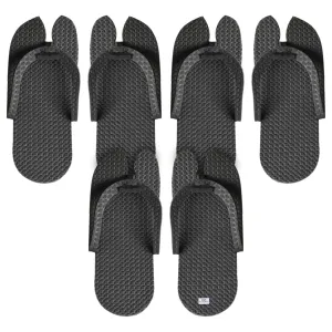 Heart Home Rubber Bathroom Slipper for Men & Women 3 Pair (Black) 54HH4214.