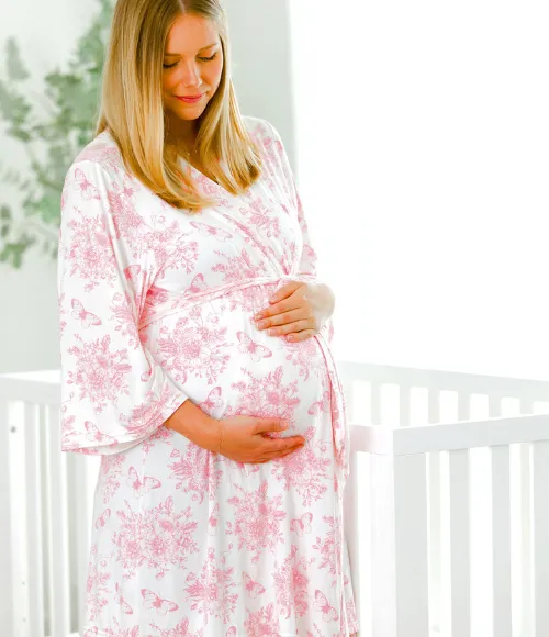 Pink Toile Women's Maternity Robe
